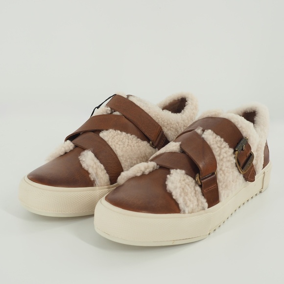 Gia Moto Low Genuine Shearling Buckle Strap Sneakers - Picture 1 of 8